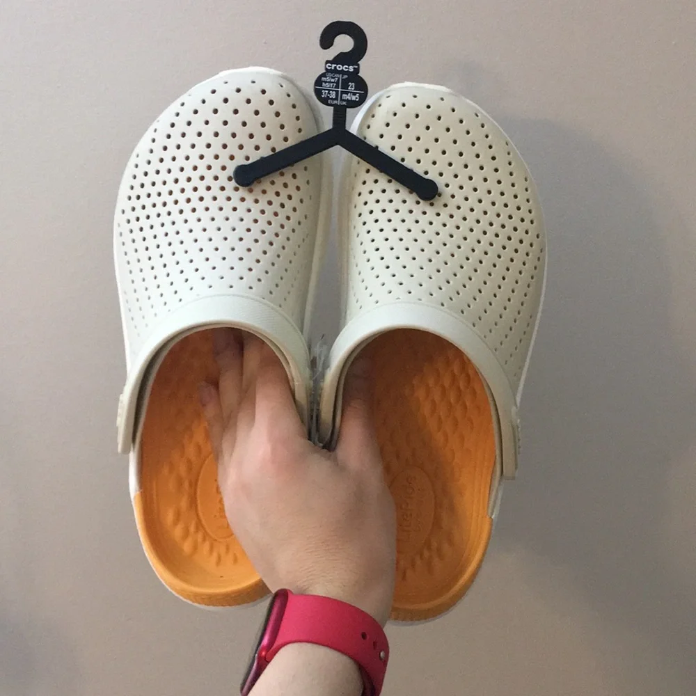 Crocs Beige / White / and Orange LiteRide Clogs - Picture 7 of 15